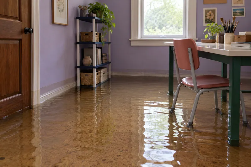 Water Extraction Near Schlather Park — pooled water with submerged furniture feet