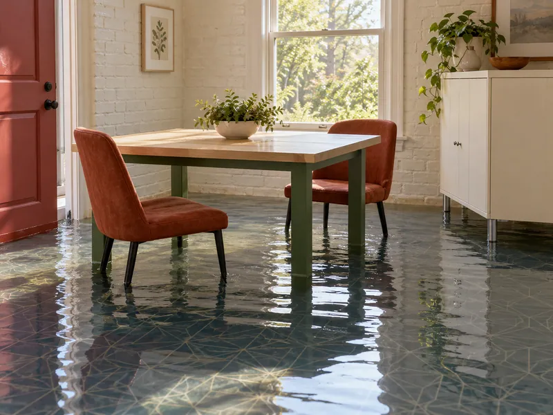 Water Extraction Near Al Rich Park — pooled water with submerged furniture feet