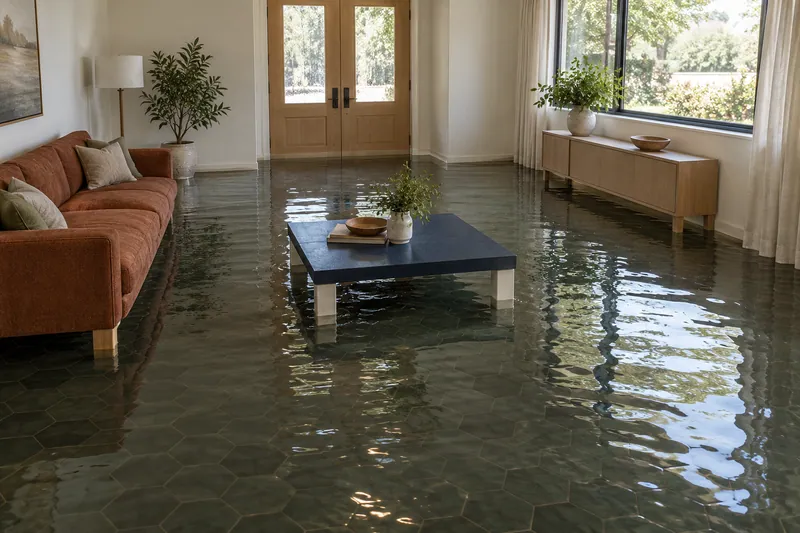 Water Extraction in Cibolo — standing water in a furnished lounge